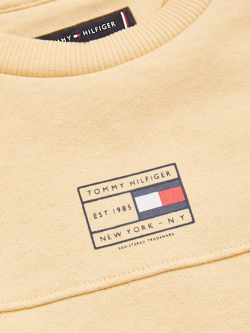 Fiú Tommy Hilfiger Natural Dye Flag Pulóver Sárga | HU 2219ZUT